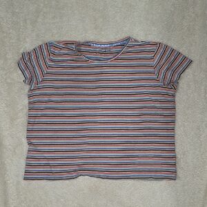 Colorful Striped Short Sleeve Women's Top